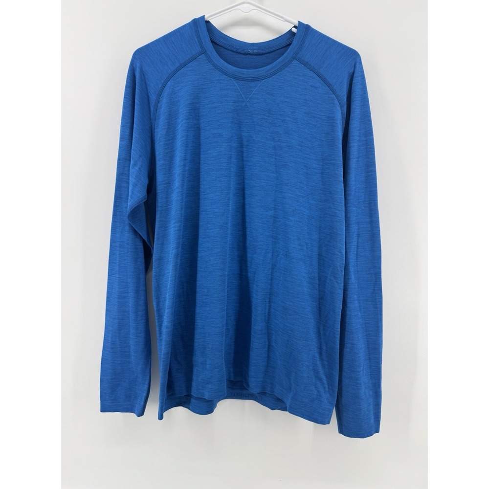 Lululemon Shirt Mens Medium Metal Vent Tech Running Long Sleeve Base Layer Blue